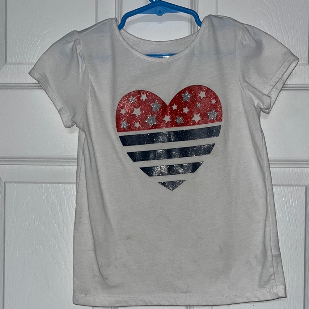 White Kids T-Shirt with Heart Design